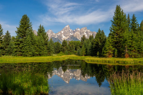 Grand Teton Nationalpark - Postkartenfoto vom Grand Teton beim Schwabacher Landing