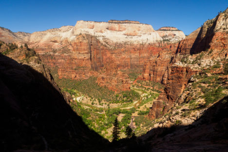 Zion Nationalpark - Blick vom Wanderweg zum Observation Point auf Big Bend