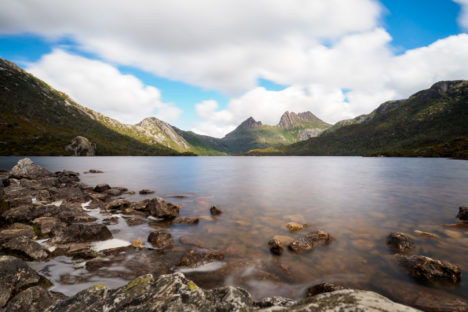Cradle Mountain Nationalpark- Aussicht vom Dove Lake auf den Cradle Mountain